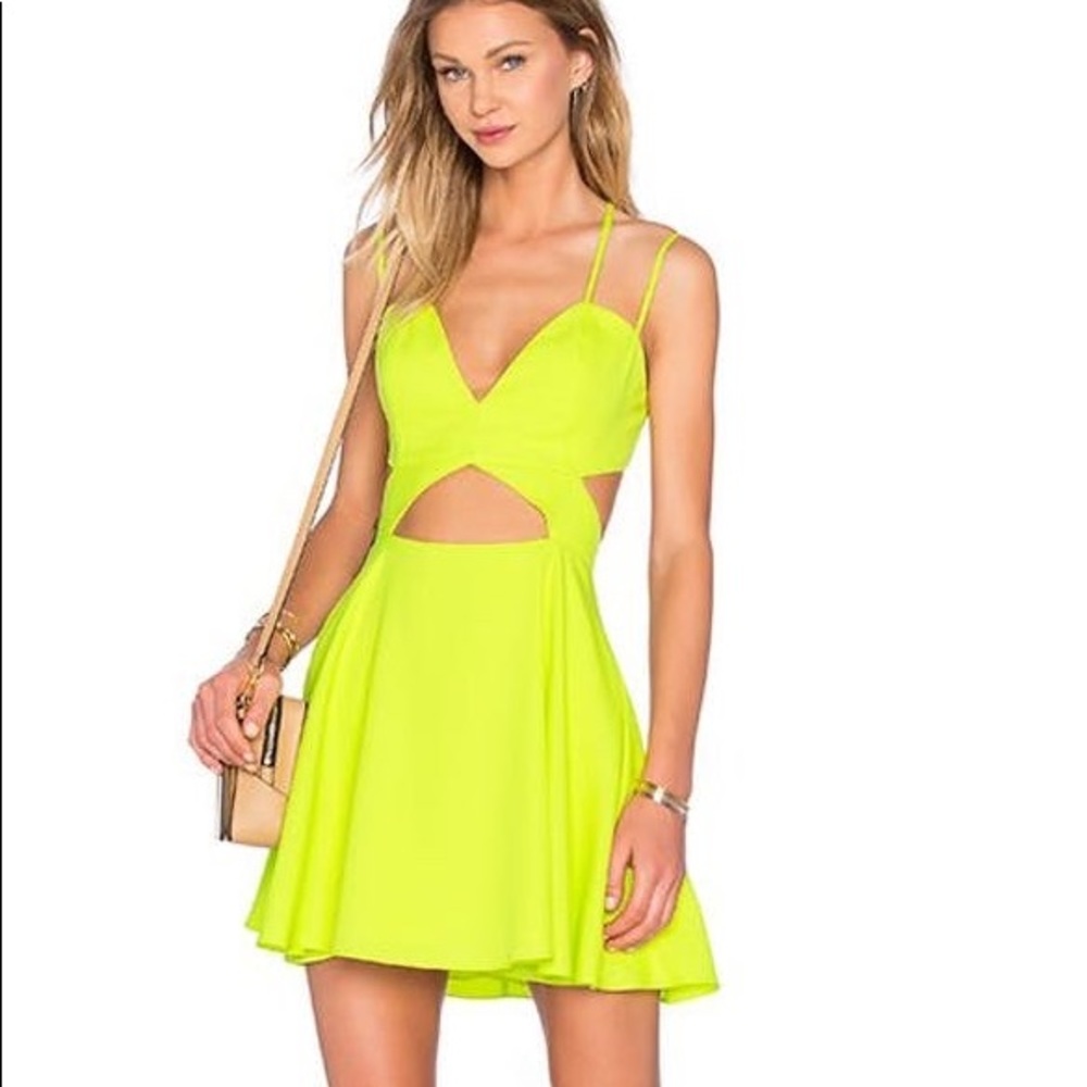NBD Neon Yellow Skater Dress